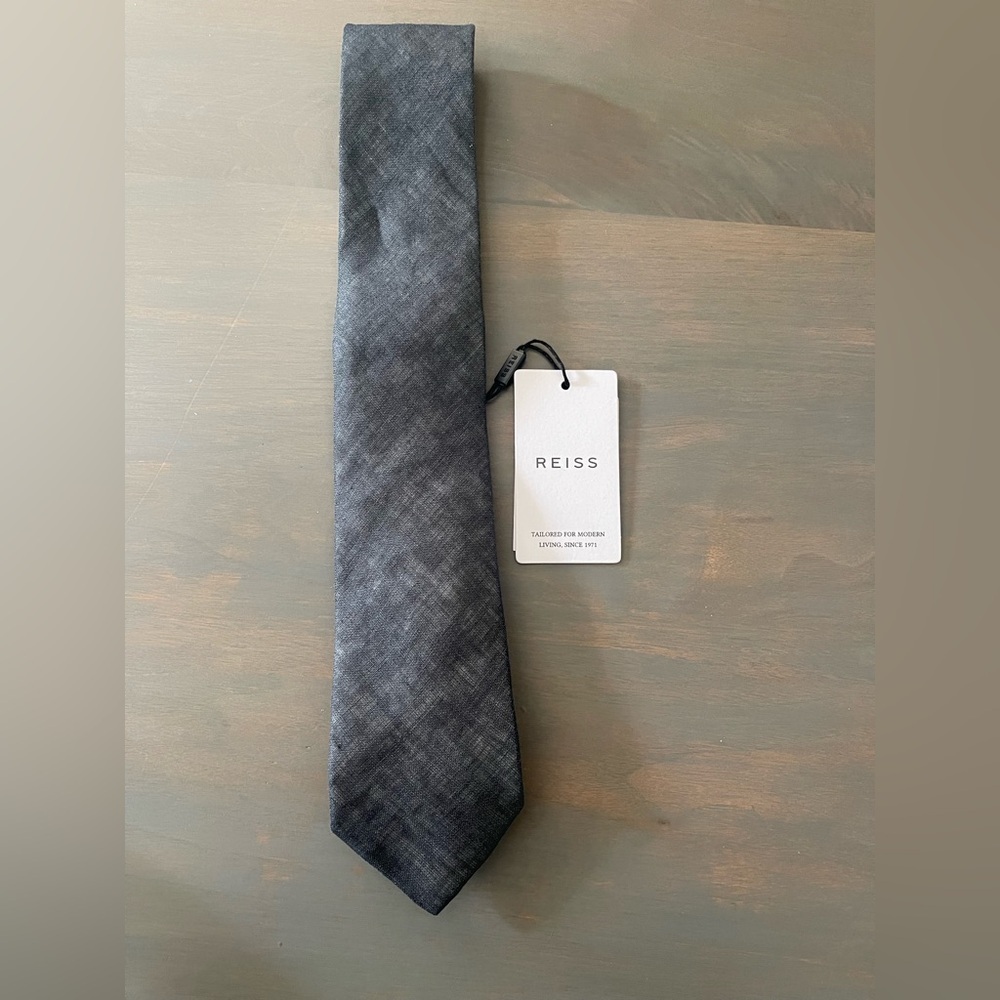 Reiss 100% Linen Charcoal Men's Tie